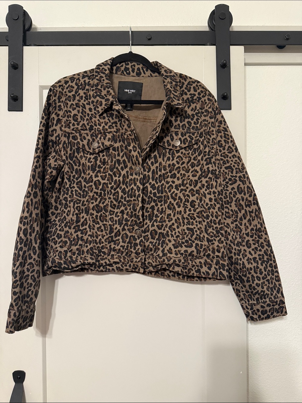 Nine West Leopard-Print Cropped Jacket - Brown & Black